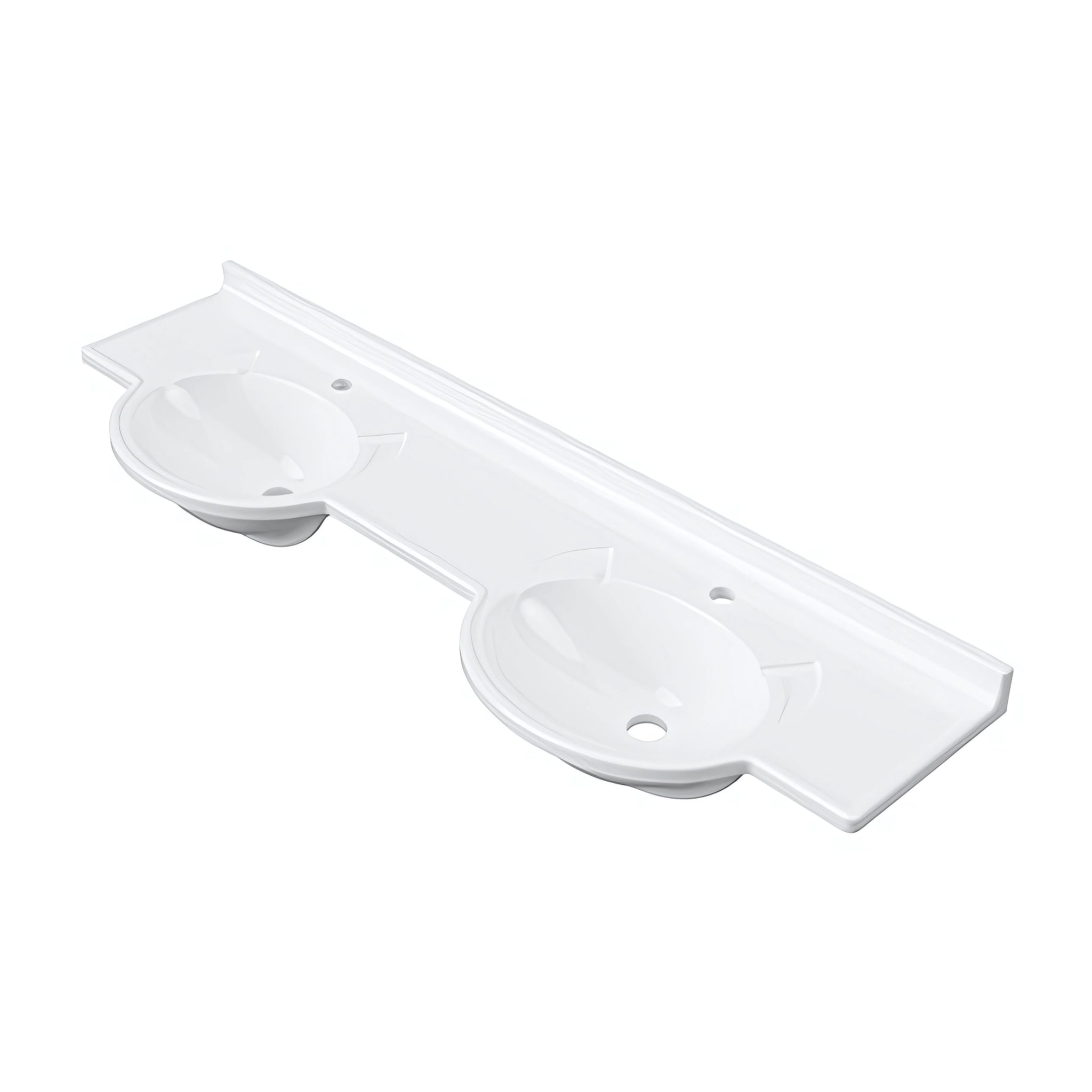 DUROCLASS SUPREME FORWARD GLOSS WHITE DOUBLE BOWL SEMI-RECESSED VANITY TOP (MULTIPLE SIZES AVAILABLE)