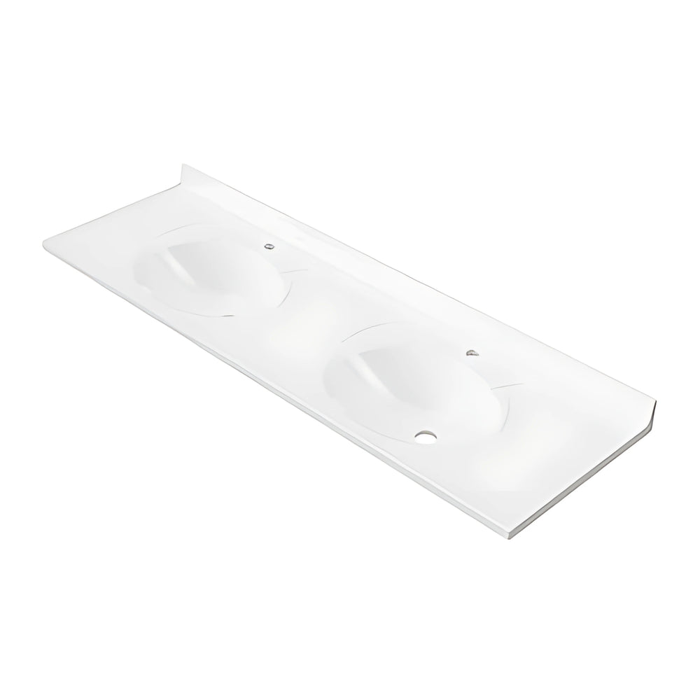 DUROCLASS SUPREME GLOSS WHITE DOUBLE BOWL UNDERMOUNT VANITY TOP (MULTIPLE SIZES AVAILABLE)