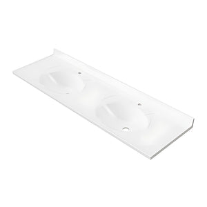DUROCLASS SUPREME GLOSS WHITE DOUBLE BOWL UNDERMOUNT VANITY TOP (MULTIPLE SIZES AVAILABLE)