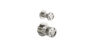 LINSOL DYNAMIK 2-PLATES WALL MIXER WITH DIVERTER BRUSHED NICKEL