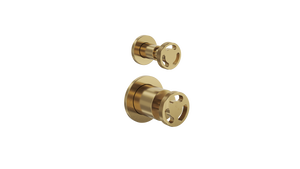 LINSOL DYNAMIK 2-PLATES WALL MIXER WITH DIVERTER BRUSHED BRASS