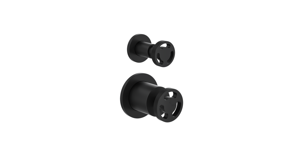 LINSOL DYNAMIK 2-PLATES WALL MIXER WITH DIVERTER MATTE BLACK