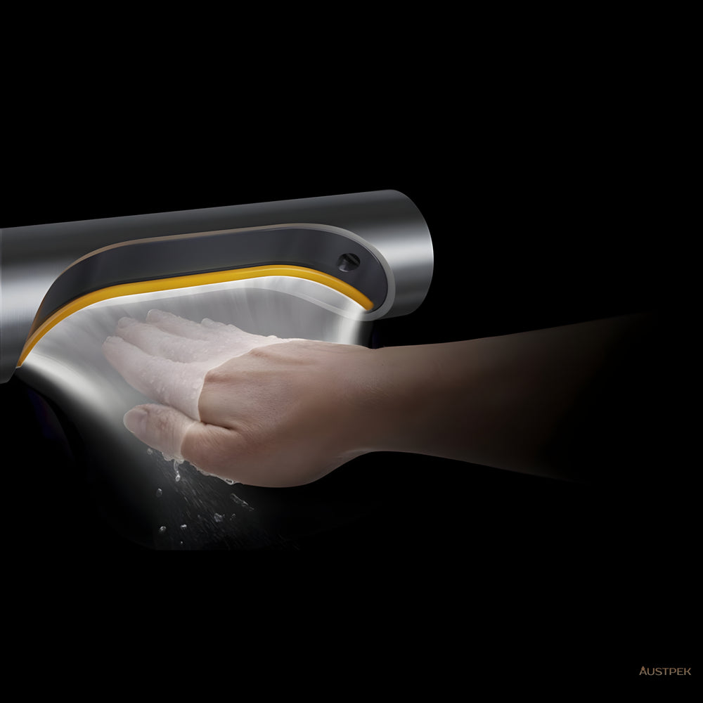 DYSON AIRBLADE 9KJ SENSOR HAND DRYER BRUSHED STAINLESS STEEL 500MM X 450MM