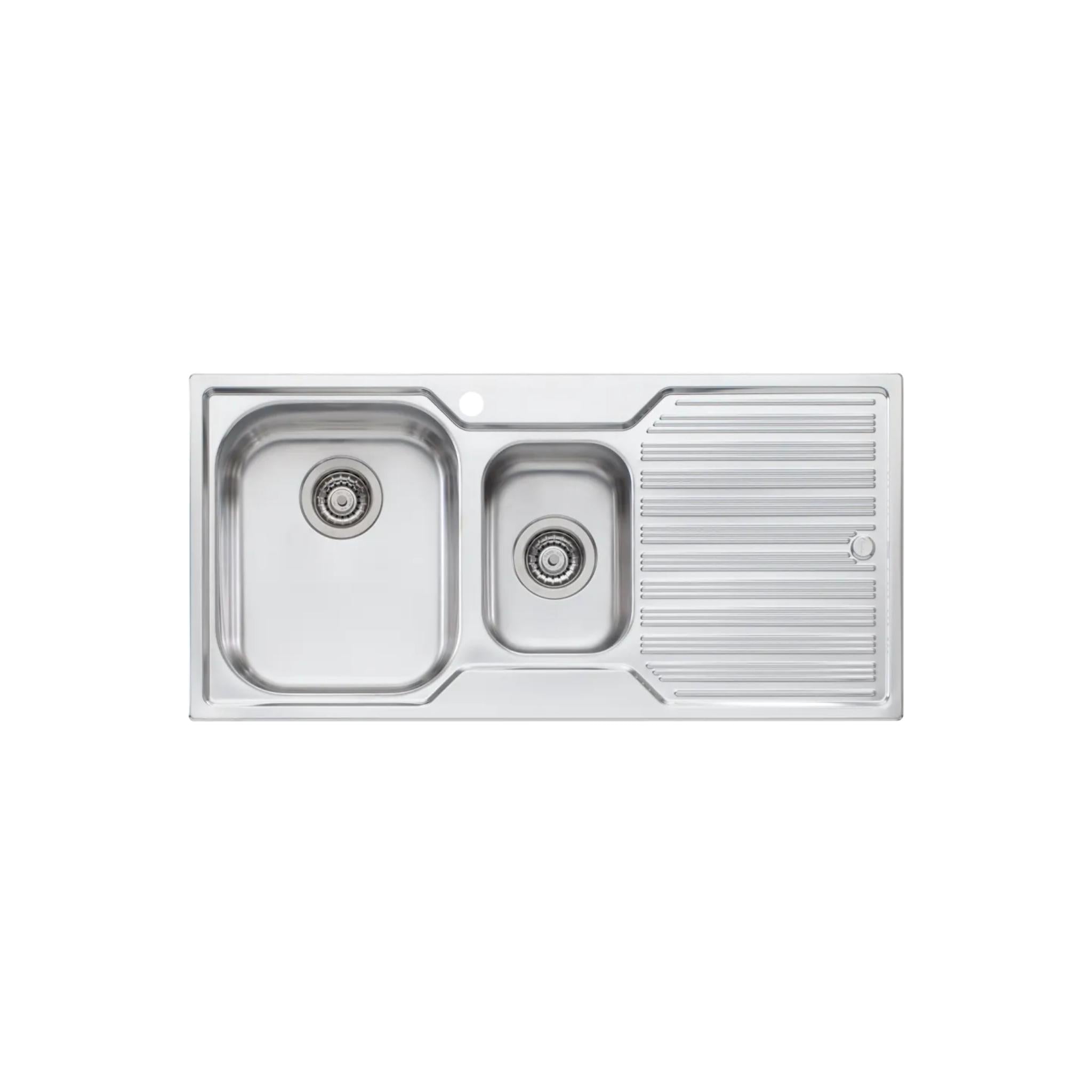 OLIVERI DIAZ 1 & 1/2 BOWL TOPMOUNT KITCHEN SINK WITH DRAINER STAINLESS STEEL 980MM
