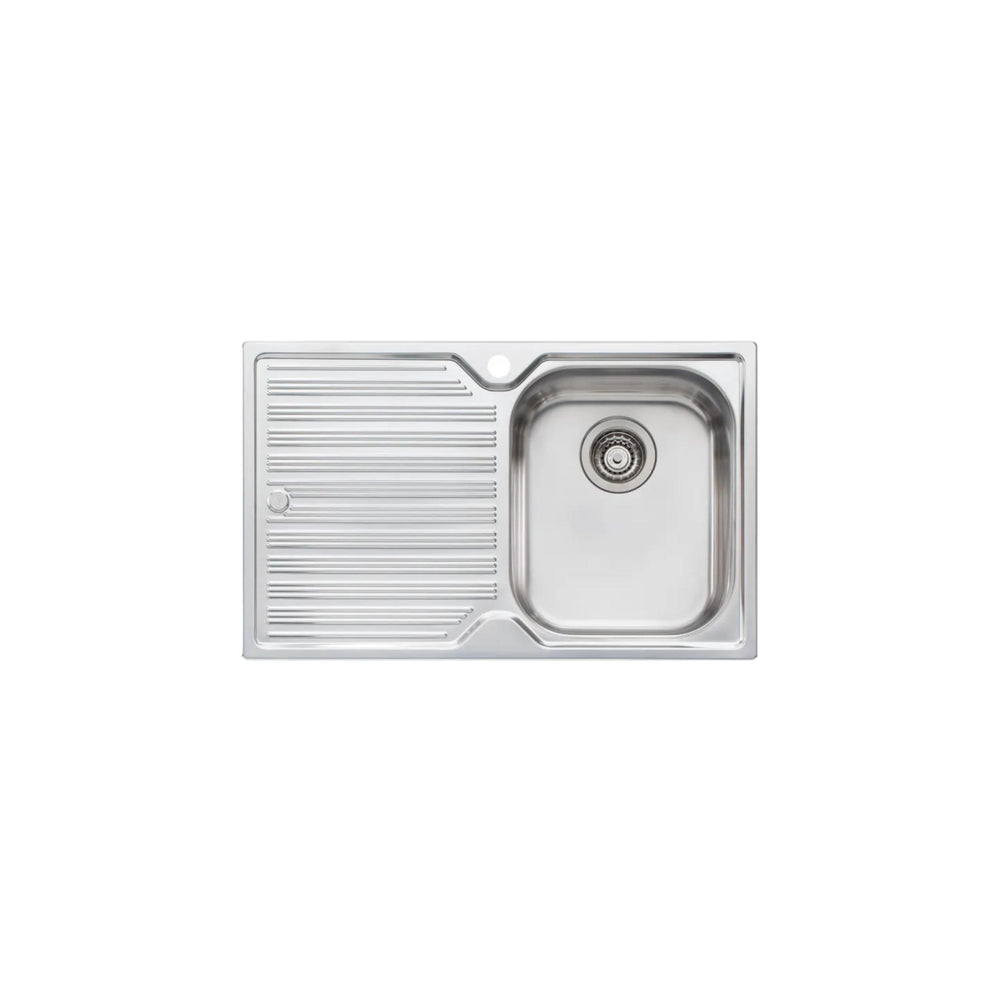 OLIVERI DIAZ SINGLE BOWL TOPMOUNT KITCHEN SINK WITH DRAINER STAINLESS STEEL 770MM