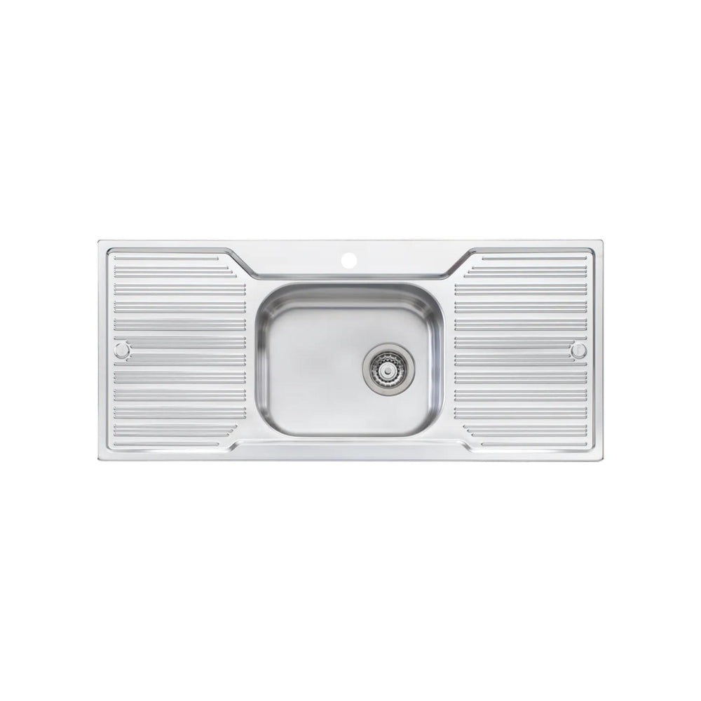 OLIVERI DIAZ SINGLE BOWL TOPMOUNT KITCHEN SINK WITH DOUBLE DRAINER STAINLESS STEEL 1080MM
