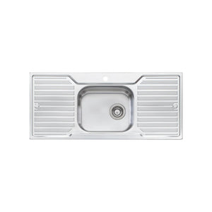 OLIVERI DIAZ SINGLE BOWL TOPMOUNT KITCHEN SINK WITH DOUBLE DRAINER STAINLESS STEEL 1080MM