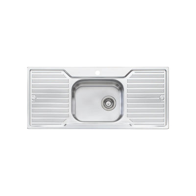 OLIVERI DIAZ SINGLE BOWL TOPMOUNT KITCHEN SINK WITH DOUBLE DRAINER STAINLESS STEEL 1080MM