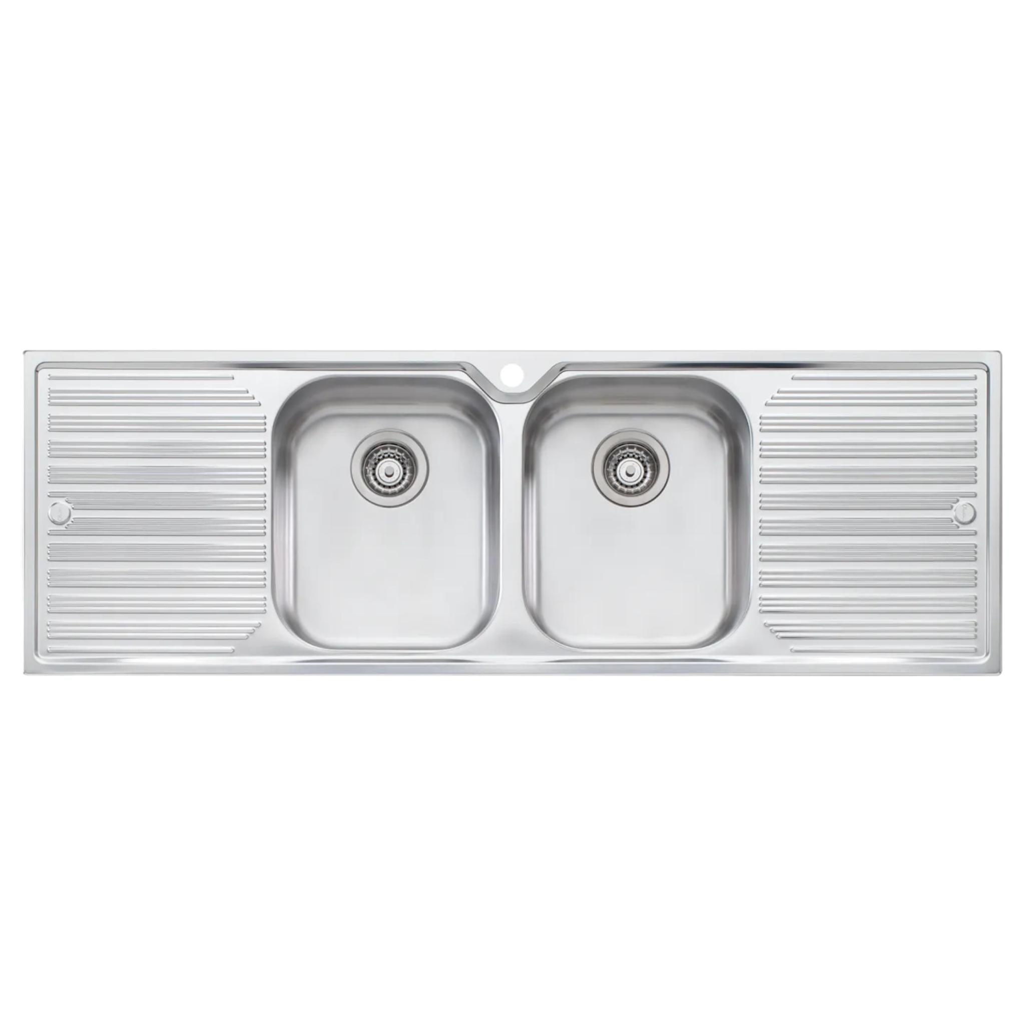 OLIVERI DIAZ DOUBLE BOWL TOPMOUNT KITCHEN SINK WITH DOUBLE DRAINER STAINLESS STEEL 1430MM