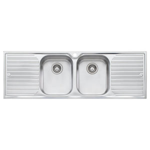 OLIVERI DIAZ DOUBLE BOWL TOPMOUNT KITCHEN SINK WITH DOUBLE DRAINER STAINLESS STEEL 1430MM