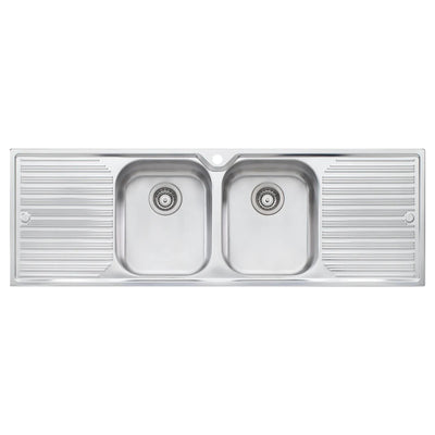 OLIVERI DIAZ DOUBLE BOWL TOPMOUNT KITCHEN SINK WITH DOUBLE DRAINER STAINLESS STEEL 1430MM