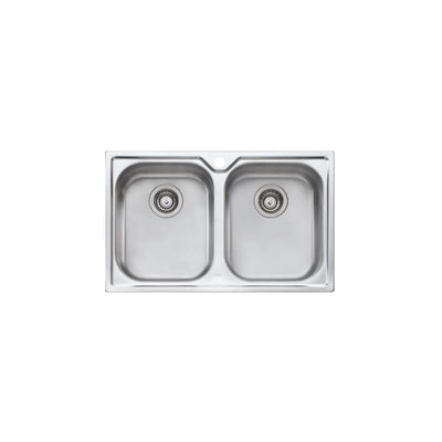 OLIVERI DIAZ DOUBLE BOWL TOPMOUNT ALFRESCO AND KITCHEN SINK STAINLESS STEEL 770MM
