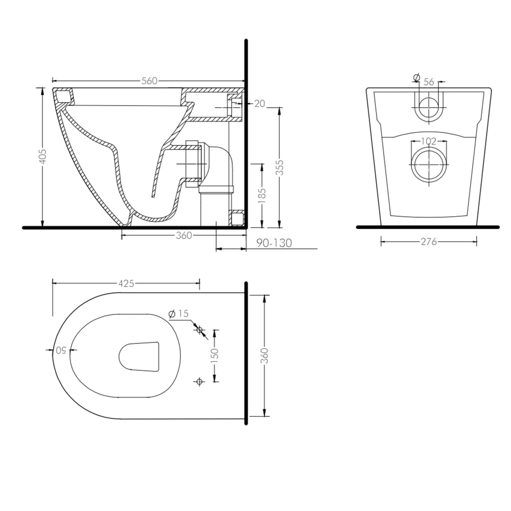 GALLARIA DANZAPULSE+ RIMLESS WALL FACE PAN AND BIDET PACKAGE GLOSS WHITE
