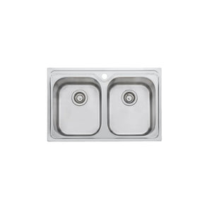 OLIVERI DIAZ DOUBLE BOWL ALFRESCO AND UNIVERSAL KITCHEN SINK WITH TAPHOLE STAINLESS STEEL 775MM