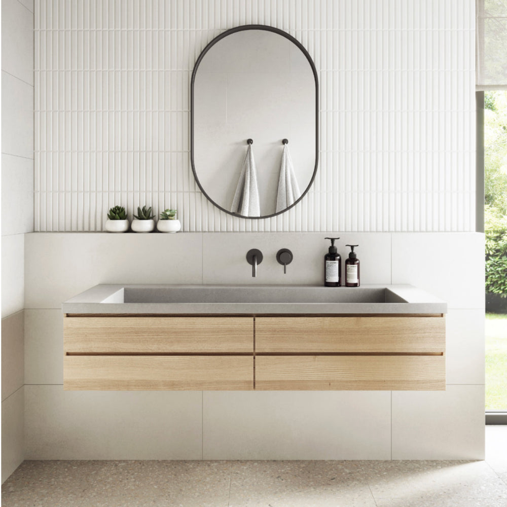 CONCRETE STUDIO DARBAL SINGLE WASH PLANE WALL HUNG BASIN (AVAILABLE IN 900MM, 1200MM, 1500MM, 1800MM AND 2100MM)