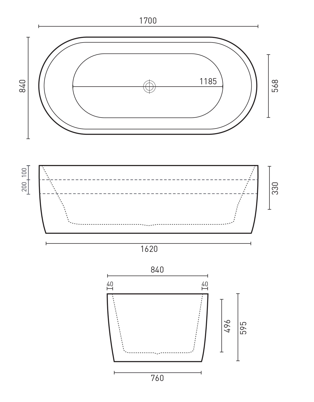 DECINA ELISI FREESTANDING BATH GLOSS WHITE 1700MM