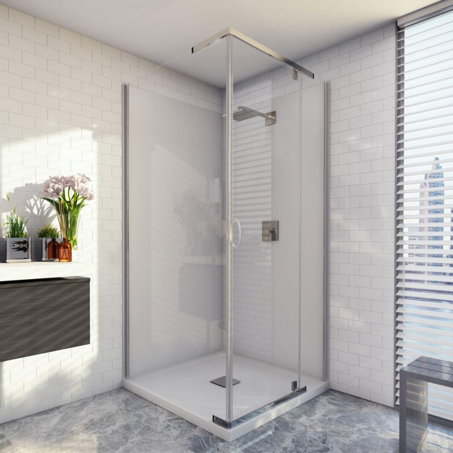 DECINA CASCADE SEMI-FRAMELESS PIVOT SHOWER SCREEN CHROME