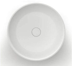 KASKADE DOWNEY BENCHTOP ROUND STONE BASIN MATTE WHITE 400MM alternate angle