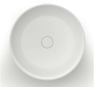 KASKADE DOWNEY BENCHTOP ROUND STONE BASIN MATTE WHITE 400MM alternate angle