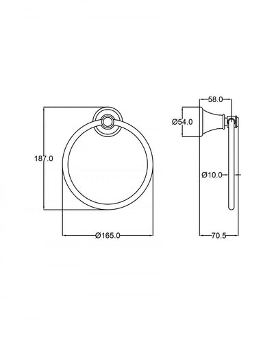 IKON CLASICO TOWEL RING BRUSHED NICKEL 165MM