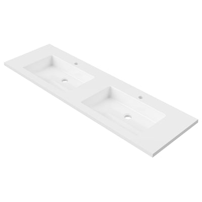 DUROCLASS ESSENTIAL DOUBLE BOWL INTEGRATED VANITY TOP GLOSS WHITE (MULTIPLE SIZES AVAILABLE)
