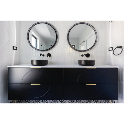 REMER ECLIPSE ROUND FRAMED LED MIRROR WITH DEMISTER MATTE BLACK 600X600MM