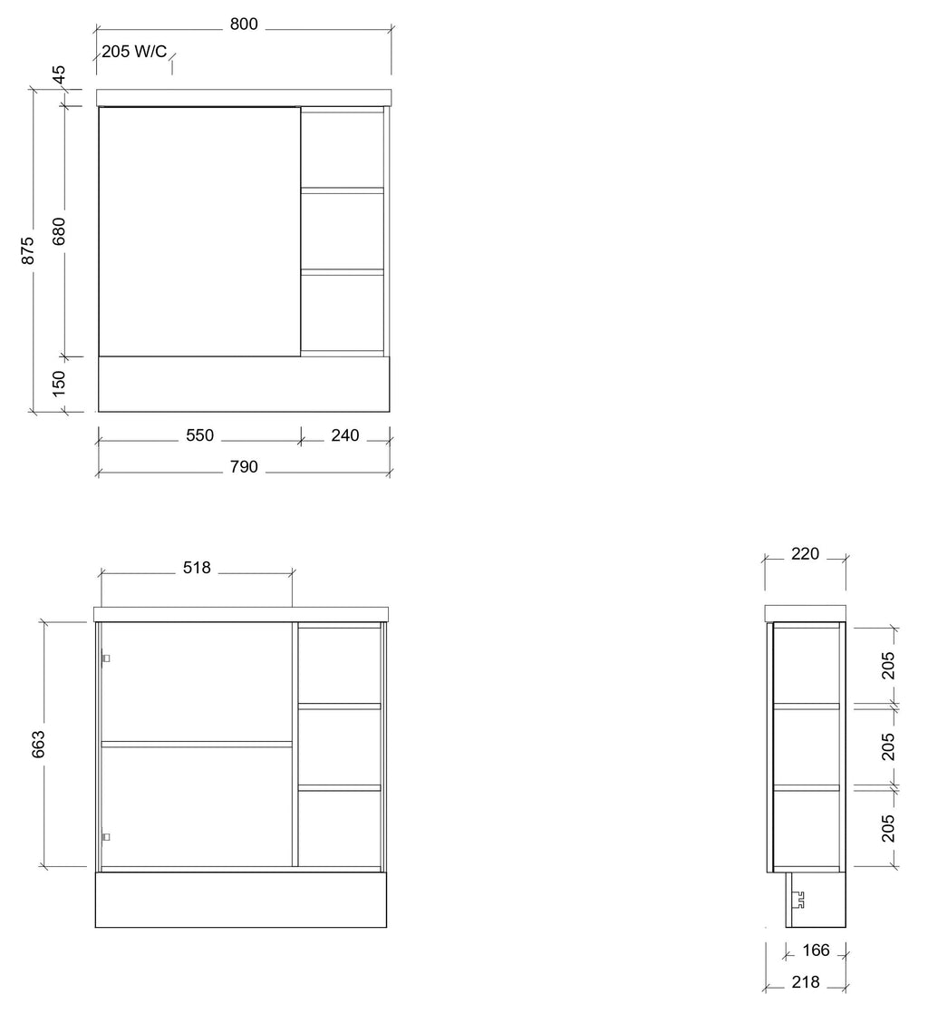 TIMBERLINE EADIE 800MM SPACE SAVING SINGLE BOWL CUSTOM FLOOR STANDING VANITY Austpek Bathrooms