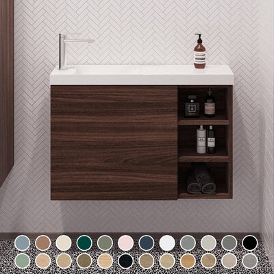 TIMBERLINE EADIE 800MM SPACE SAVING SINGLE BOWL CUSTOM WALL HUNG VANITY