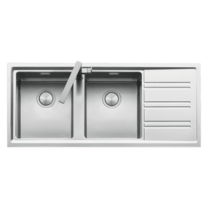 BARAZZA EASY DOUBLE BOWL KITCHEN SINK WITH DRAINER LEFT HAND BOWL STAINLESS STEEL 1160MM