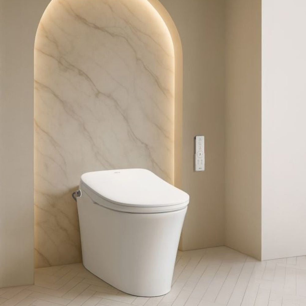 ATTICA GAIA WELLNESS SPA SMART BIDET SEAT WITH REMOTE CONTROL D-SHAPED GLOSS WHITE