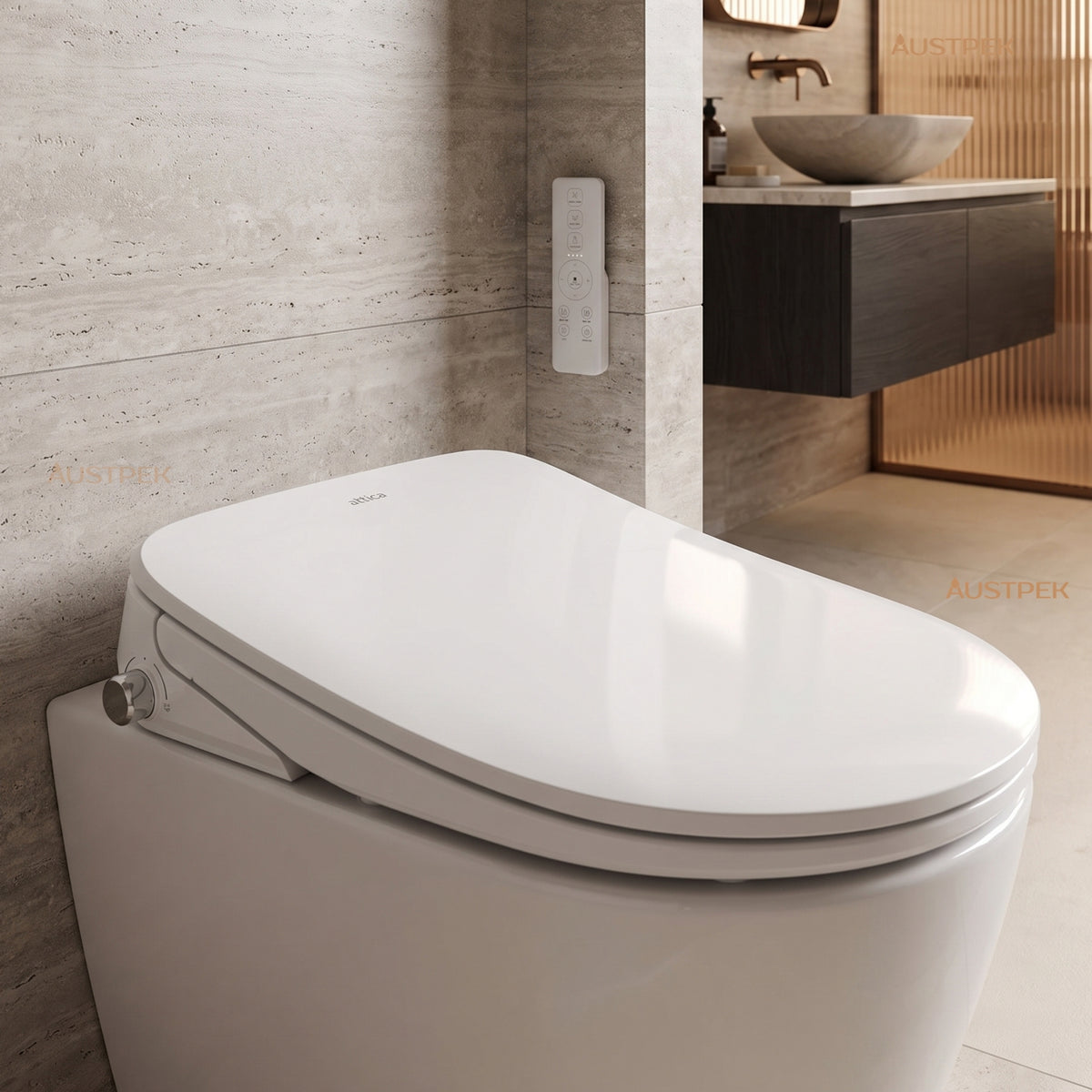ATTICA GAIA WELLNESS SPA SMART BIDET SEAT WITH REMOTE CONTROL D-SHAPED GLOSS WHITE