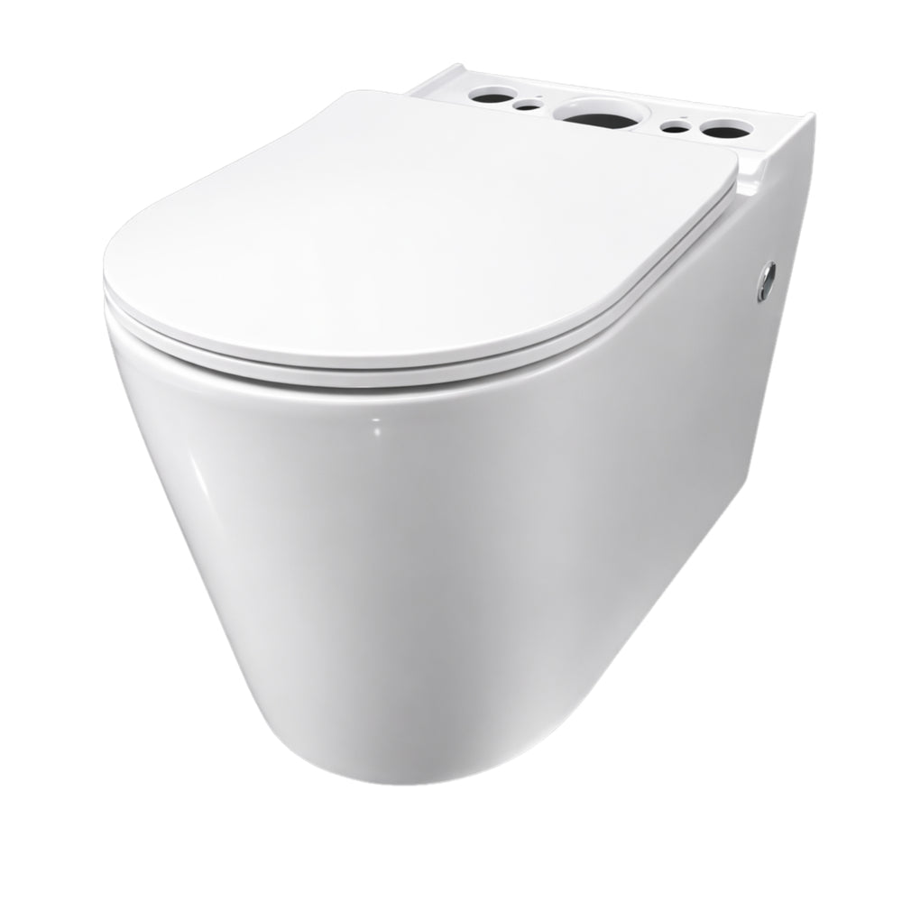 INSPIRE ALZANO RIMLESS BACK-TO-WALL TOILET SUITE AND SPA SMART BIDET SEAT WITH REMOTE CONTROL D-SHAPE GLOSS WHITE