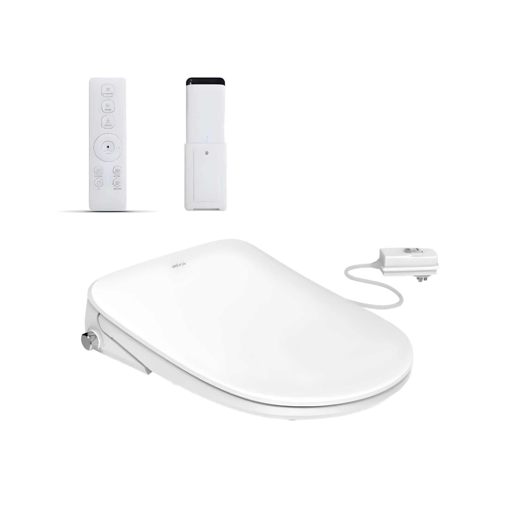 INSPIRE ALZANO RIMLESS WALL-FACED TOILET PAN AND SPA SMART BIDET SEAT WITH REMOTE CONTROL D-SHAPE GLOSS WHITE