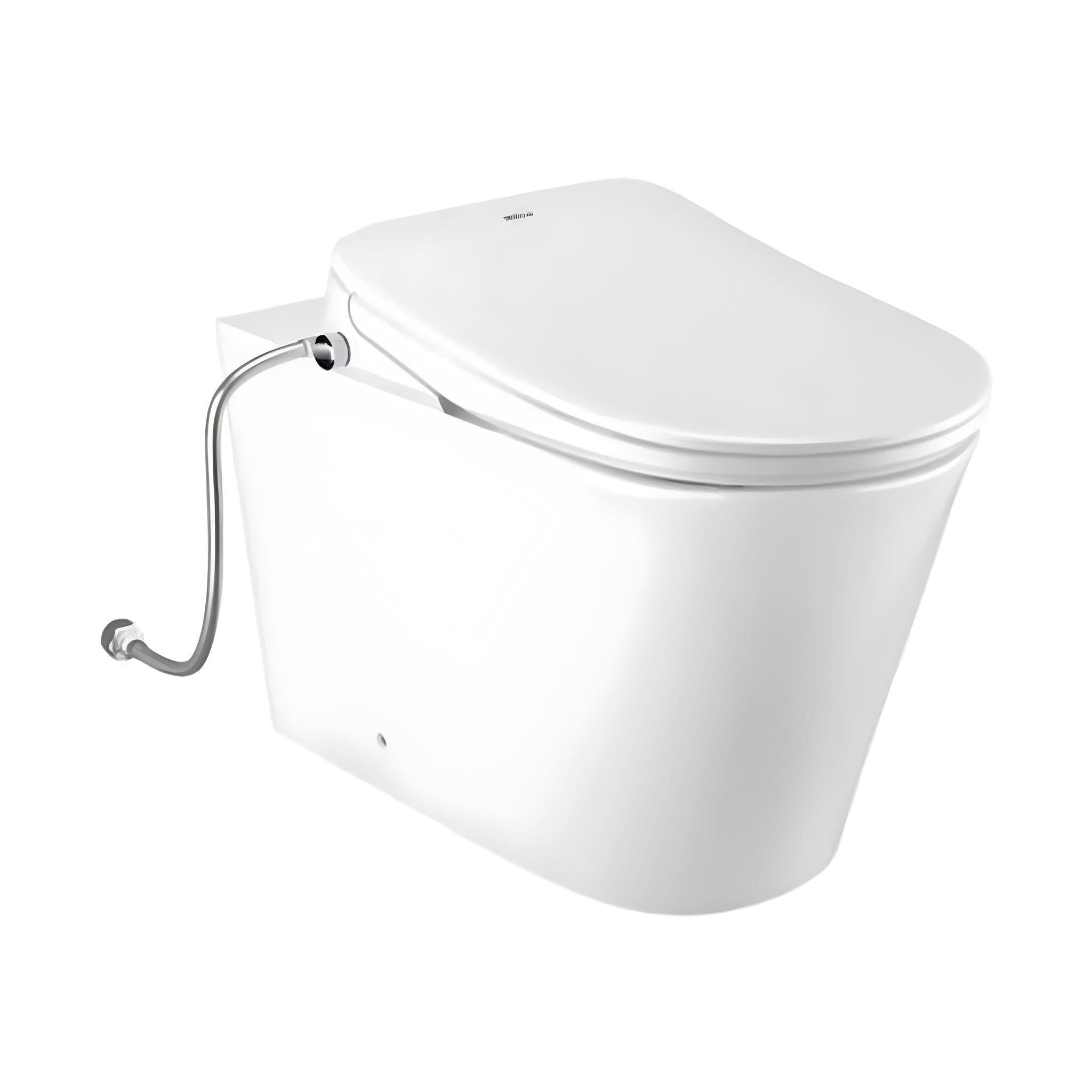 INSPIRE ALZANO RIMLESS WALL-FACED TOILET PAN AND SPA SMART BIDET SEAT WITH REMOTE CONTROL D-SHAPE GLOSS WHITE