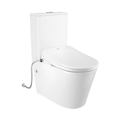 INSPIRE RADIANT RIMLESS BACK-TO-WALL TOILET SUITE AND SPA SMART BIDET SEAT WITH REMOTE CONTROL D-SHAPE GLOSS WHITE