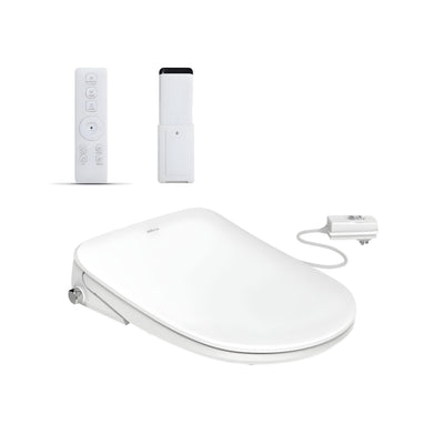 INSPIRE VOGHERA RIMLESS WALL-FACED TOILET PAN AND SPA SMART BIDET SEAT WITH REMOTE CONTROL D-SHAPE GLOSS WHITE
