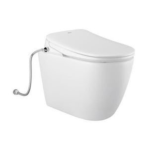 INSPIRE VOGHERA RIMLESS WALL-FACED TOILET PAN AND SPA SMART BIDET SEAT WITH REMOTE CONTROL D-SHAPE GLOSS WHITE