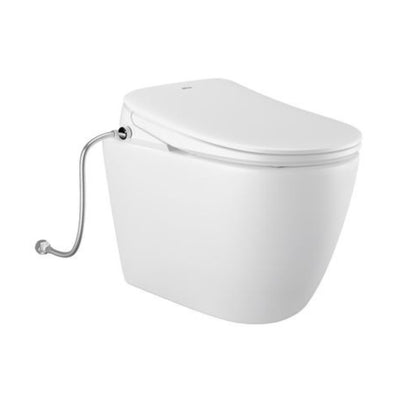 INSPIRE VOGHERA RIMLESS WALL-FACED TOILET PAN AND SPA SMART BIDET SEAT WITH REMOTE CONTROL D-SHAPE GLOSS WHITE