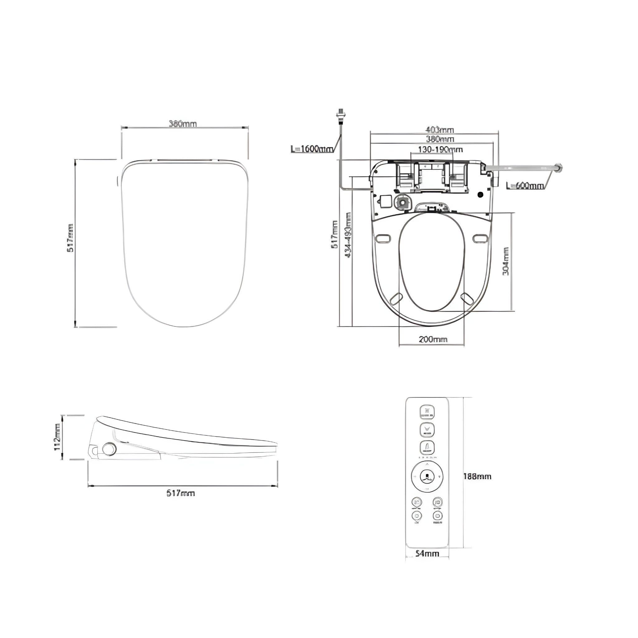 INSPIRE ZENITTI BACK-TO-WALL TOILET SUITE AND SPA SMART BIDET SEAT WITH REMOTE CONTROL D-SHAPE GLOSS WHITE