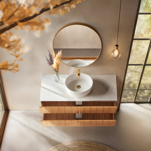 ORIO EDEN LIGHT WALNUT 1200MM SINGLE BOWL WALL HUNG VANITY