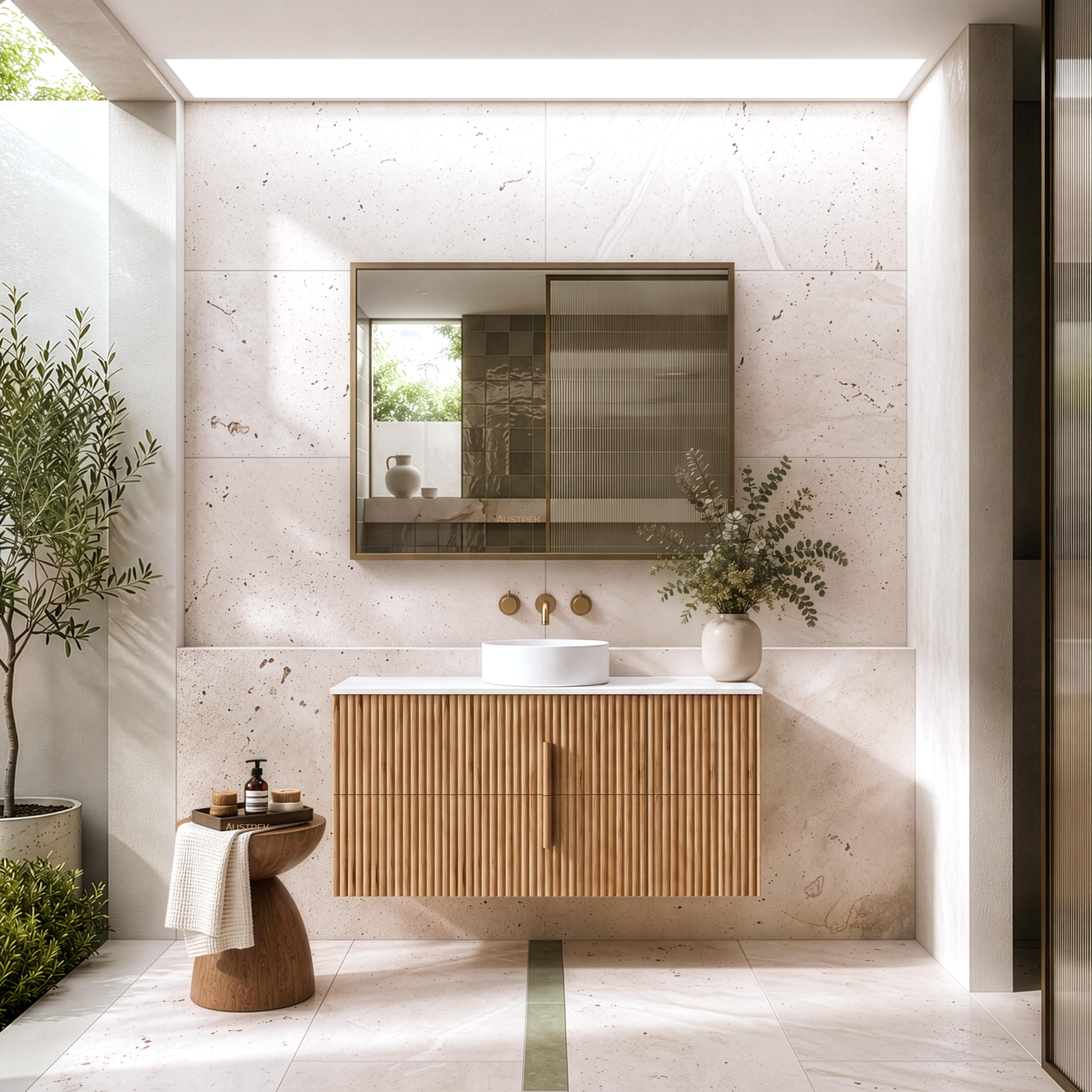 ORIO EDEN LIGHT WALNUT 1200MM SINGLE BOWL WALL HUNG VANITY
