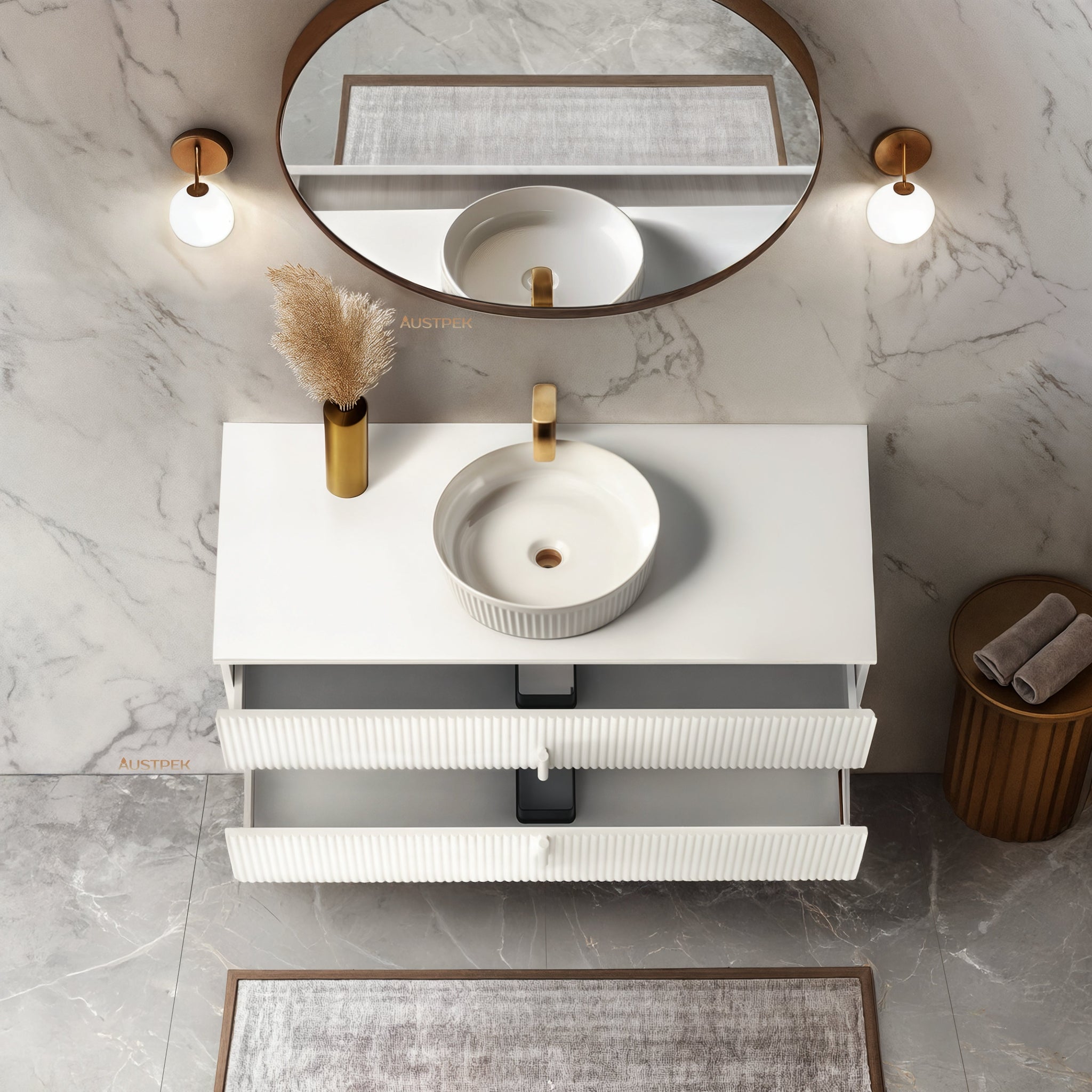 ORIO EDEN MATTE WHITE 1200MM SINGLE BOWL WALL HUNG VANITY