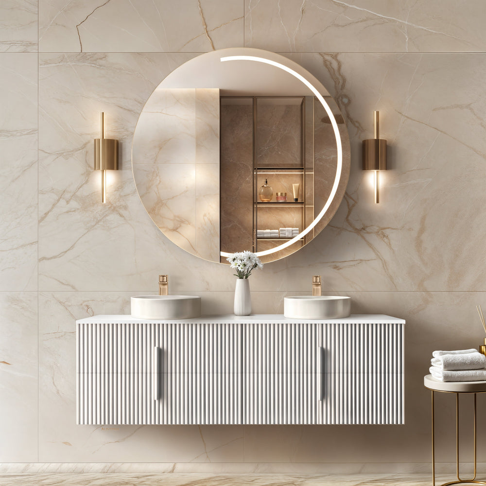 ORIO EDEN MATTE WHITE 1800MM DOUBLE BOWL WALL HUNG VANITY
