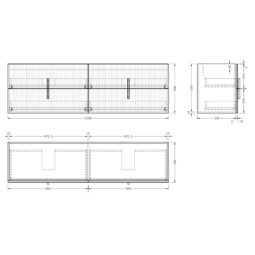 ORIO EDEN MATTE WHITE 1800MM DOUBLE BOWL WALL HUNG VANITY