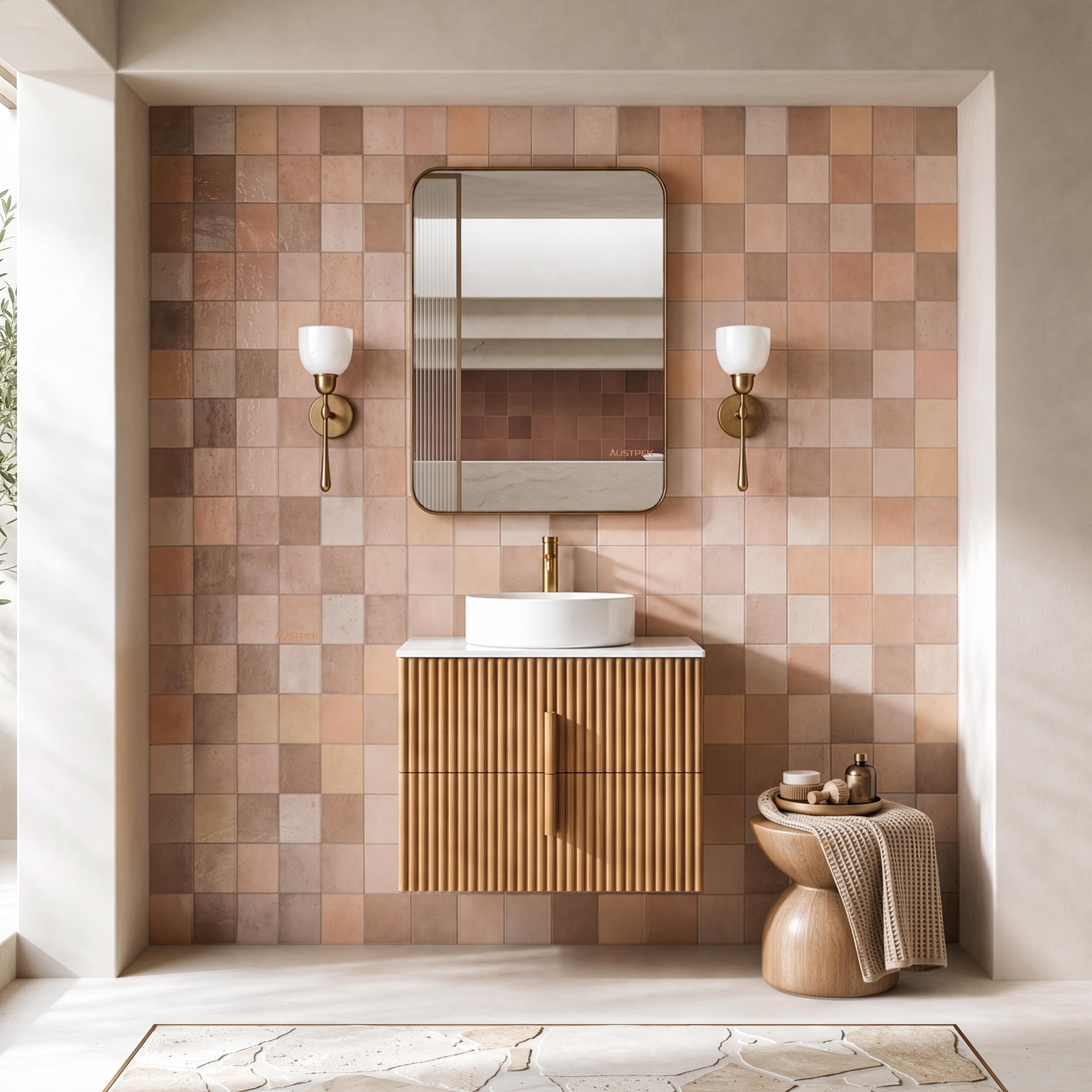 ORIO EDEN LIGHT WALNUT 750MM SINGLE BOWL WALL HUNG VANITY