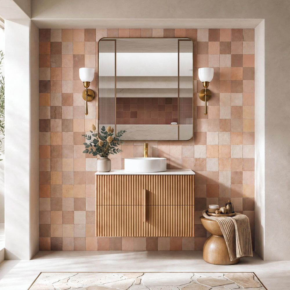 ORIO EDEN LIGHT WALNUT 900MM SINGLE BOWL WALL HUNG VANITY