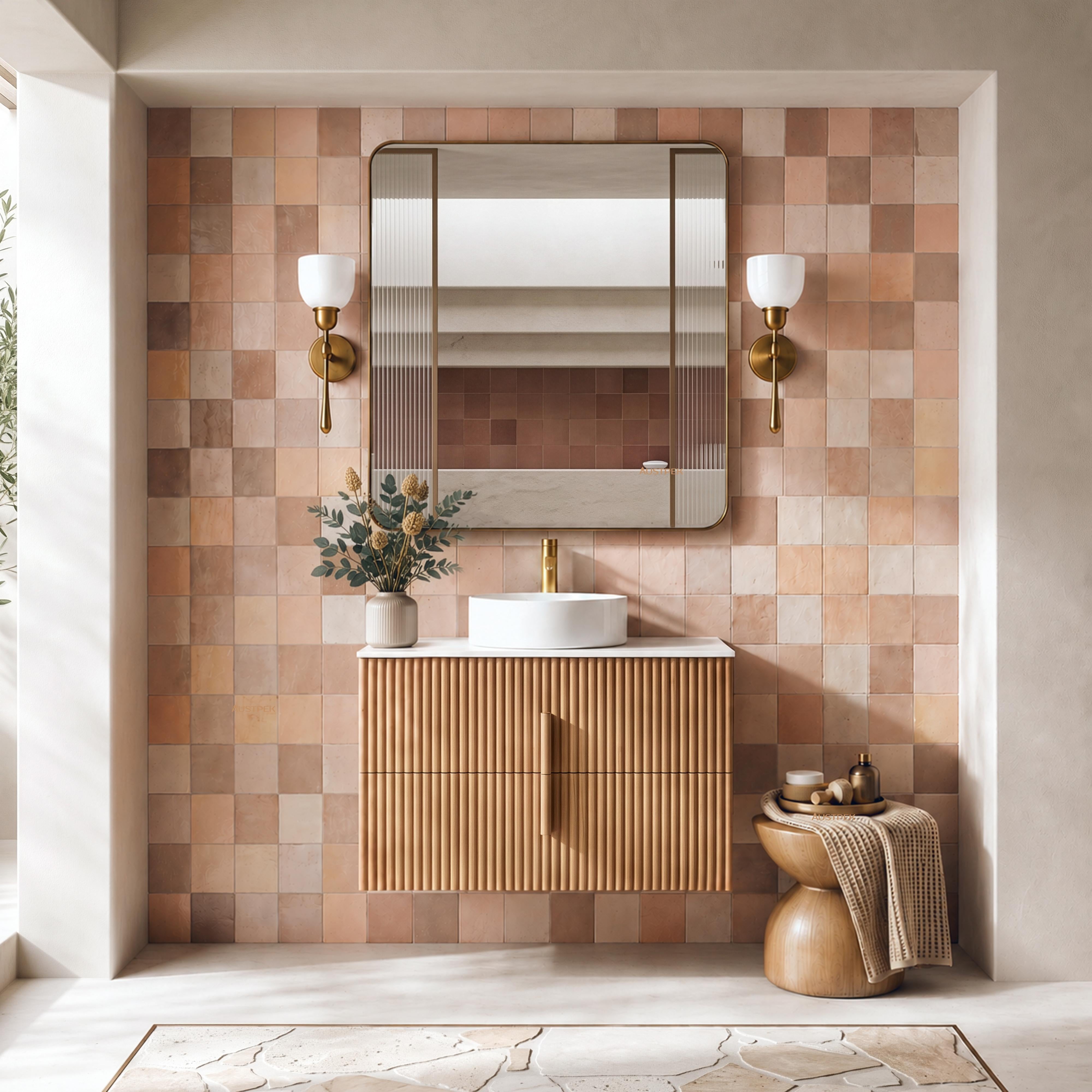 ORIO EDEN LIGHT WALNUT 900MM SINGLE BOWL WALL HUNG VANITY