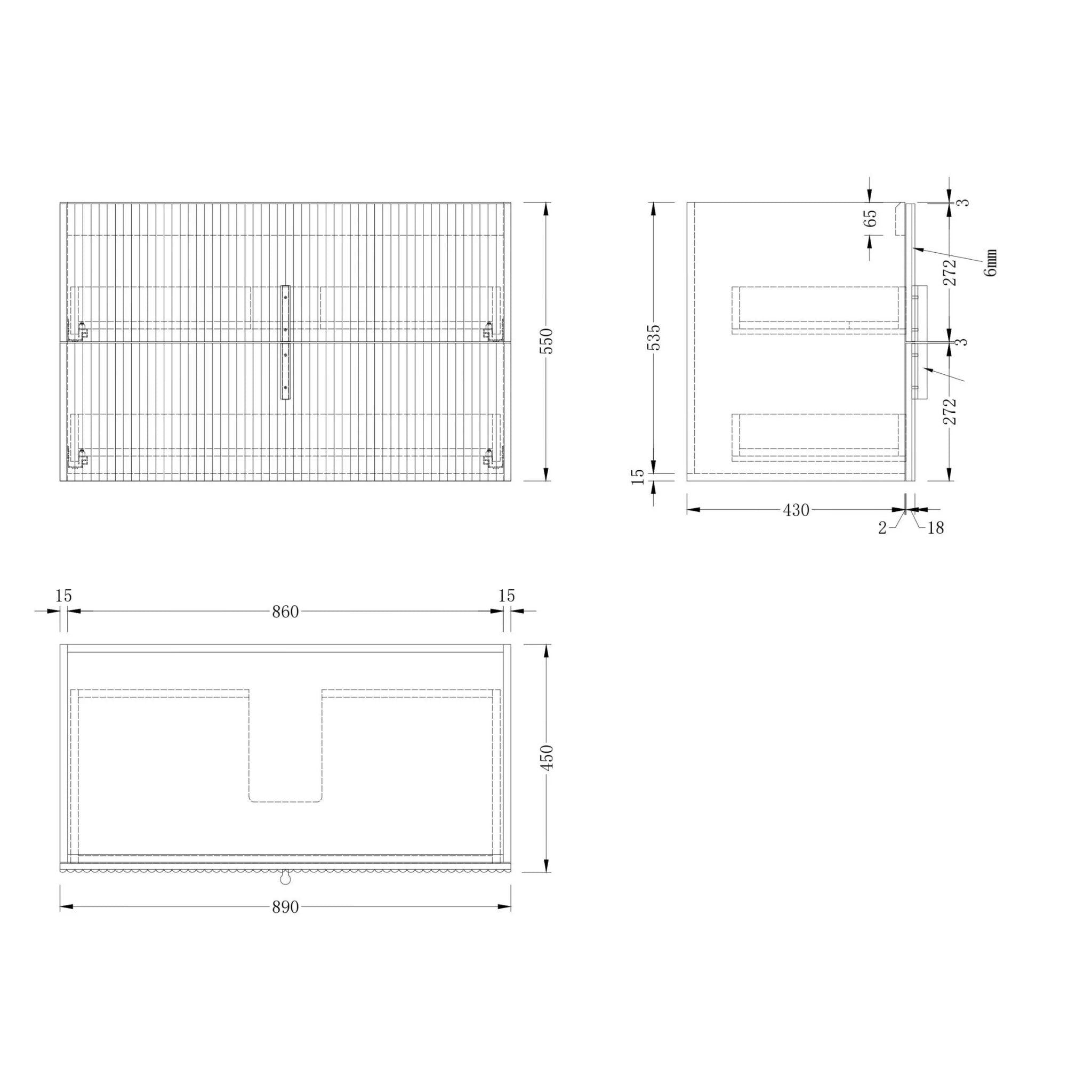 ORIO EDEN MATTE WHITE 900MM SINGLE BOWL WALL HUNG VANITY