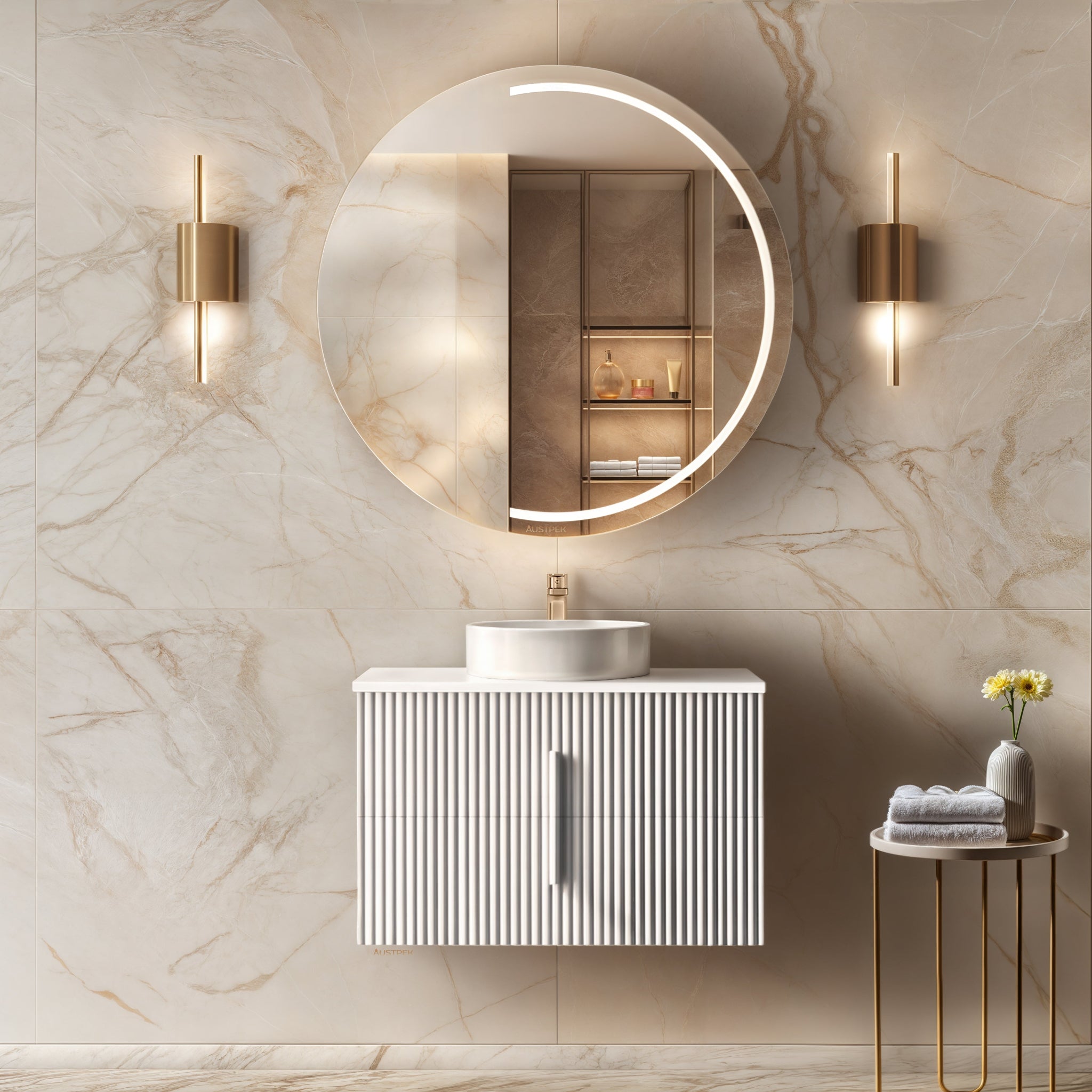 ORIO EDEN MATTE WHITE 900MM SINGLE BOWL WALL HUNG VANITY