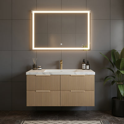 CETO EDEN PRIME OAK 1200MM SINGLE BOWL WALL HUNG VANITY